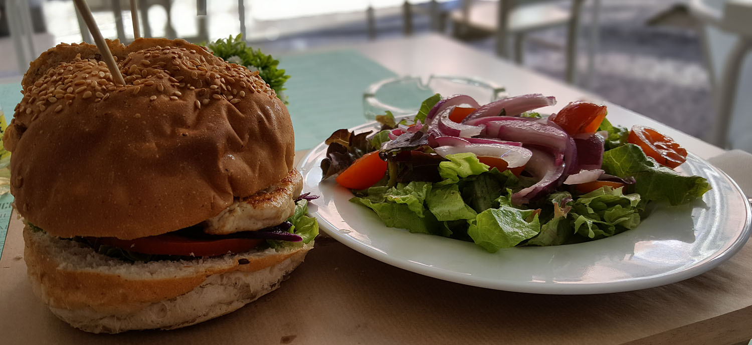 Burger with salad